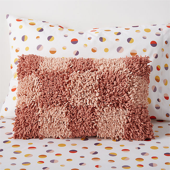 Pink Checkerboard Shag Kids Throw Pillow | Crate & Kids | Crate & Barrel