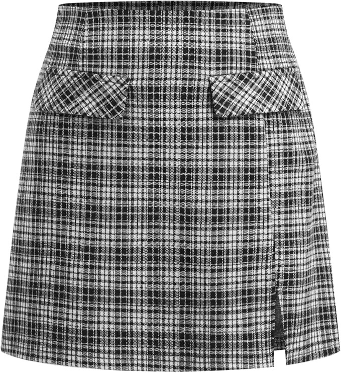 CIDER Mini Skirt High Waist Split Party Basic A Line Skirt | Amazon (US)