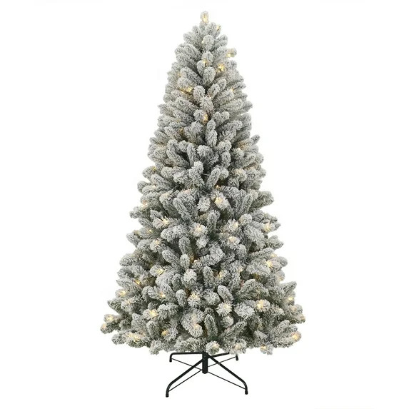 6.5' Pre-Lit Green Flocked Frisco Pine Artificial Christmas Tree with 250 Color-changing LED Ligh... | Walmart (US)