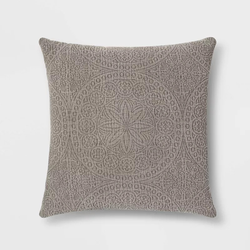 Euro Matelasse Medallion Throw Pillow Dark Gray - Threshold™ | Target