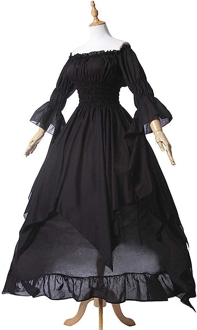 Womens Renaissance Dress with Hood Medieval Vintage Dresses Lace Up Corset Victorian Dress Gothic... | Amazon (US)