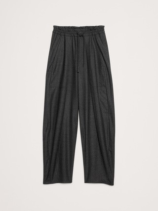 High-Rise Pleated Barrel Flannel Pull-On Pant | Banana Republic (US)