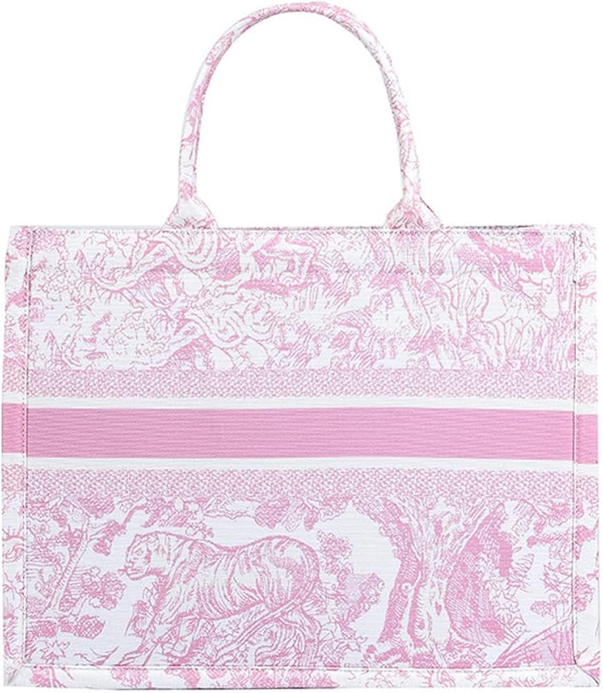 Fashion Luxury Tote Bag Cotton Linen Handbag Large Capacity Jacquard Embroidery Retro Exquisite | Amazon (US)