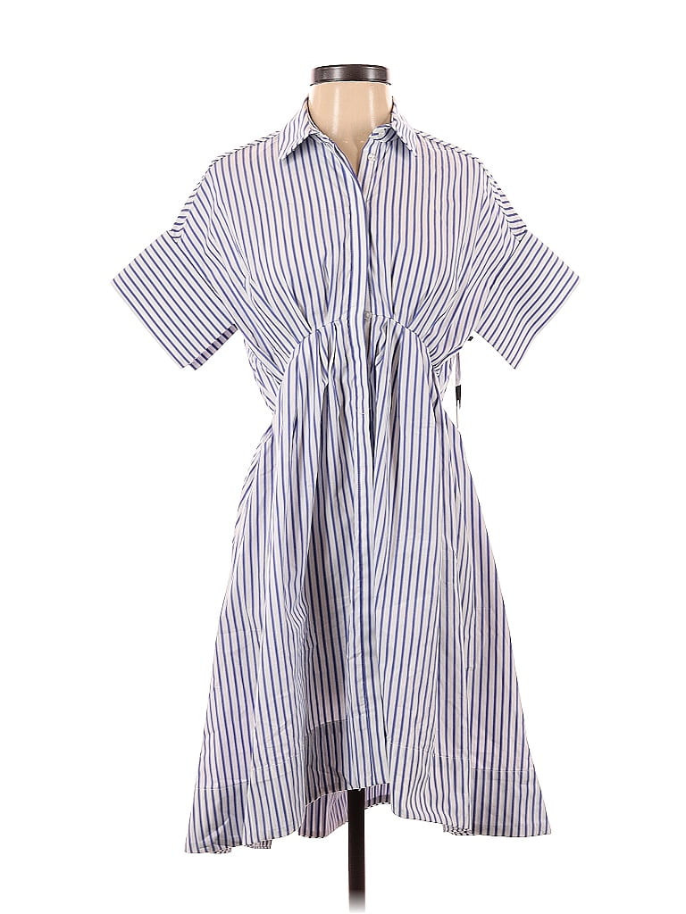 Victoria Beckham for Target Casual Dress - Shirtdress: Blue Stripes Dresses - New - Size X-Small | ThredUp
