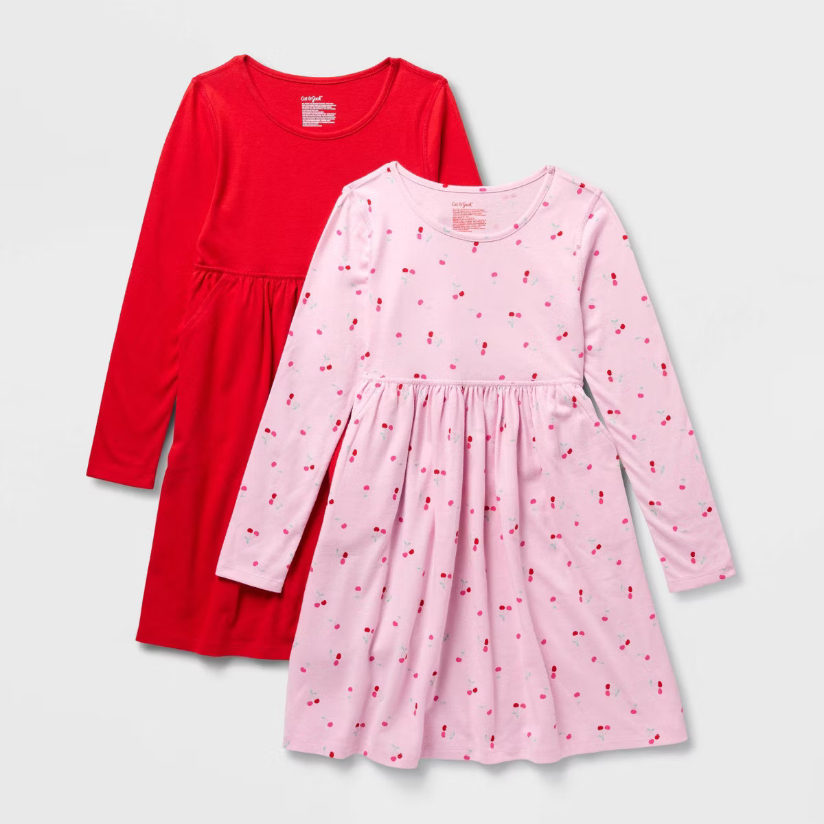 Girls' 2pk Adaptive Long Sleeve Valentine's Day Dress - Cat & Jack™ Light Pink/Red | Target