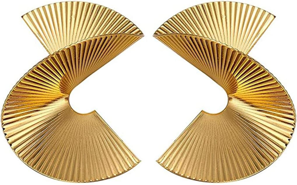 Gold Zinc Geometric Earrings Exaggerated Statement Earrings Punk Stylish Sectored Twisted Earring... | Amazon (US)