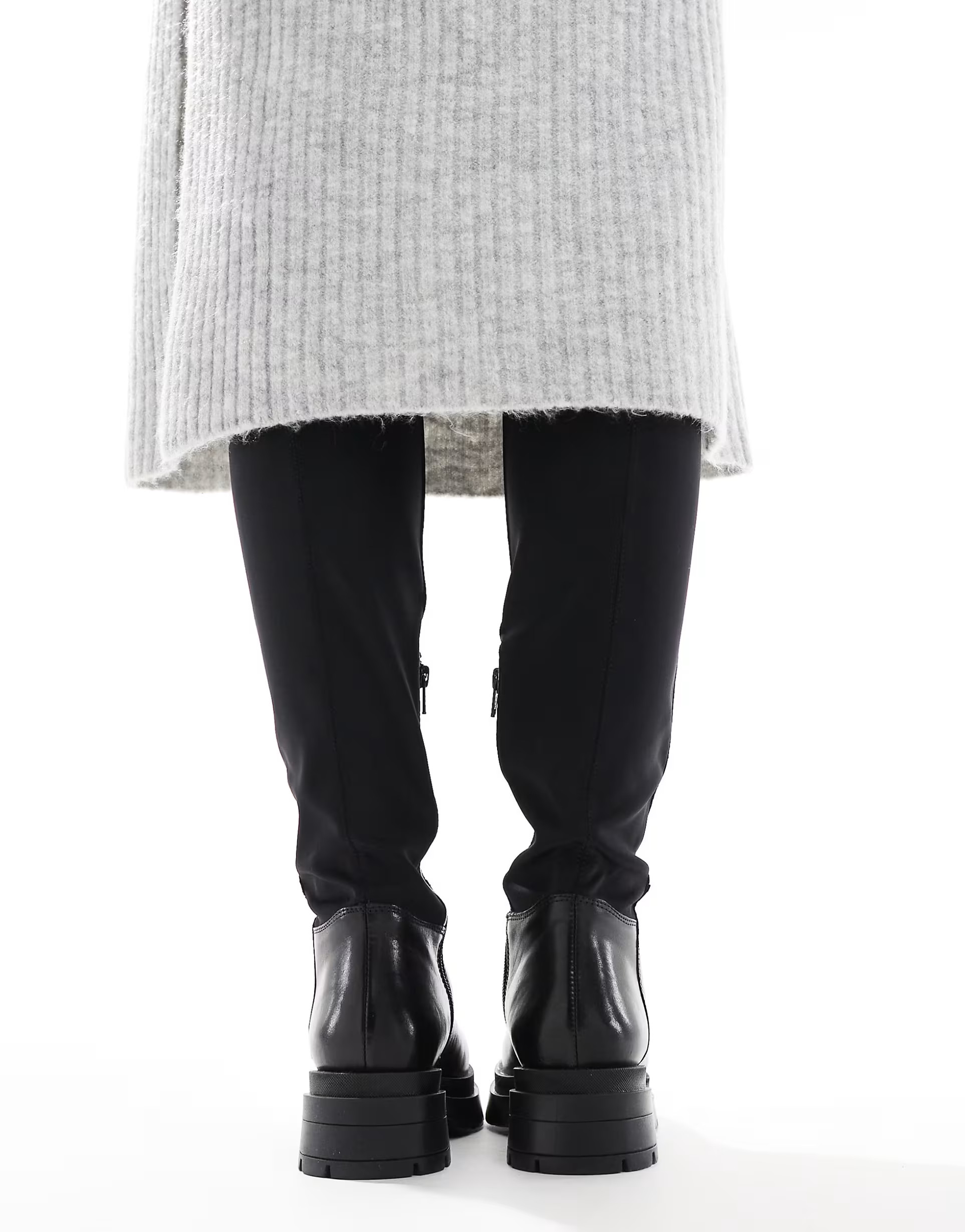 Off The Hook 'brixton' leather biker knee zip boot in black | ASOS (Global)