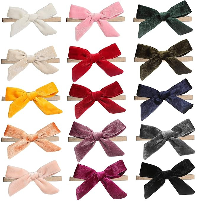inSowni 15 Pack Solid Velvet Bow Super Stretchy Nylon Headbands Hairbands Accessories for Baby Gi... | Amazon (US)