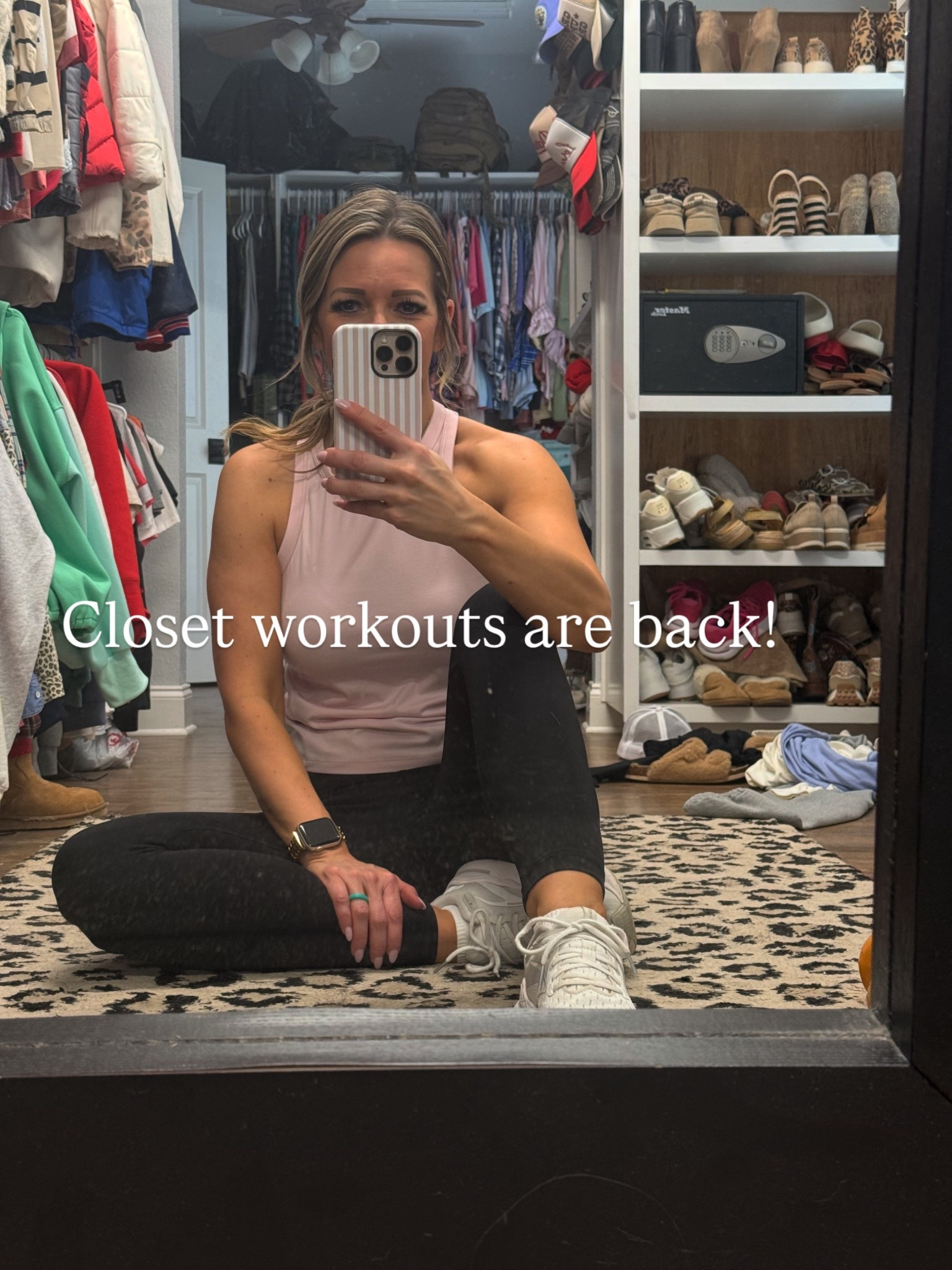 Closet workouts are back.💪🏻

This time of year is always the hardest for me to stay consistent.
Work, sports, four kids, early sunsets… it adds up fast.

But life is slowing down just enough right now that I’m ready to get back to taking care of myself too.

Started tonight.
I’ll be sore tomorrow.
Worth it. 🙌🏻

Anyone else struggle with consistency during busy seasons?

#sportsmom #sportsmomlife 

#LTKgrwm #LTKmomlife #LTKfitnessgoals