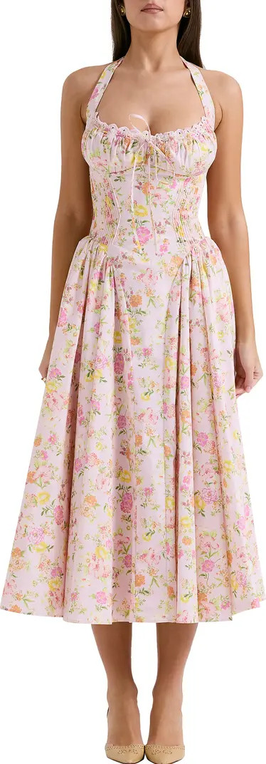 Adabella Floral Pleated Halter Sundress | Nordstrom