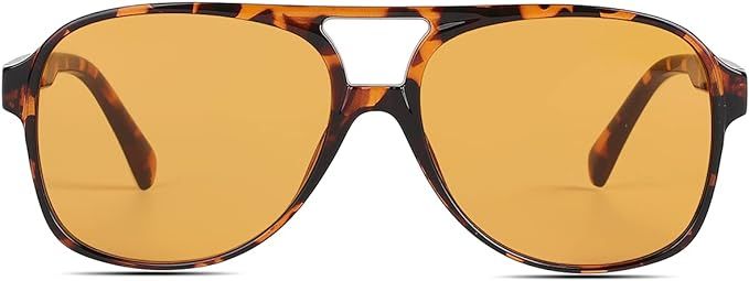 Vintage Retro 70s Sunglasses for Women Classic Large Squared Aviator Frame | Amazon (US)