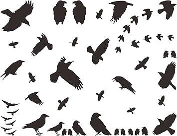 Mozamy Creative Halloween Crow Wall Decals Halloween Décor Black Crows Decals for Halloween Deco... | Amazon (US)