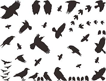 Mozamy Creative Halloween Crow Wall Decals Halloween Décor Black Crows Decals for Halloween Deco... | Amazon (US)