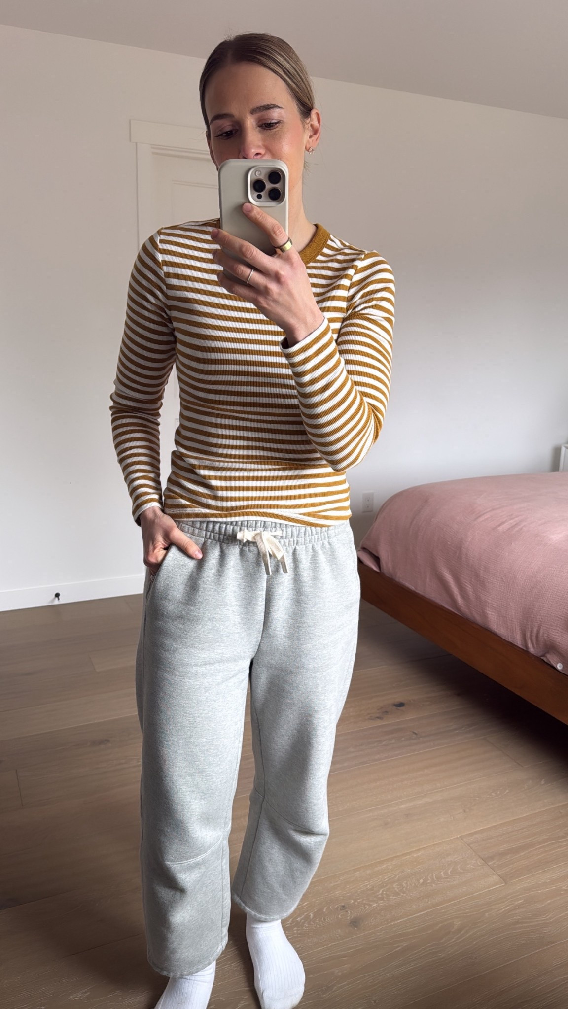 Cozy outfit! I wear these barrel sweats on repeat and this shirt too!  The shirt is sold out but found a replacement that’s similar! Made with organic cotton. 

#LTKmomlife #LTKdayinmylife #LTKOver40