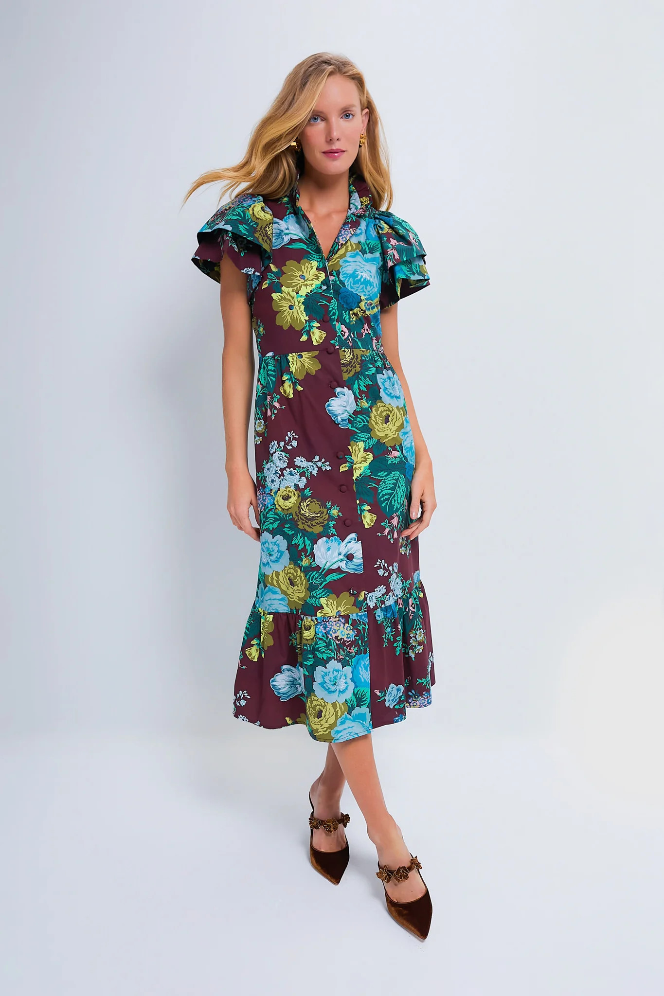 Oxblood Verdant Floral Alice Dress | Tuckernuck (US)