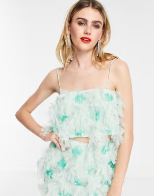 ASOS EDITION crop top & midi skirt in textured sequin mesh in pale green - LGREE | ASOS (Global)