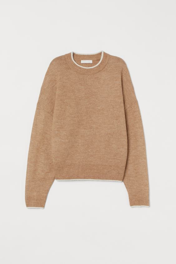 Boxy-style jumper in a soft, fine knit containing some wool with low dropped shoulders, long slee... | H&M (UK, MY, IN, SG, PH, TW, HK)