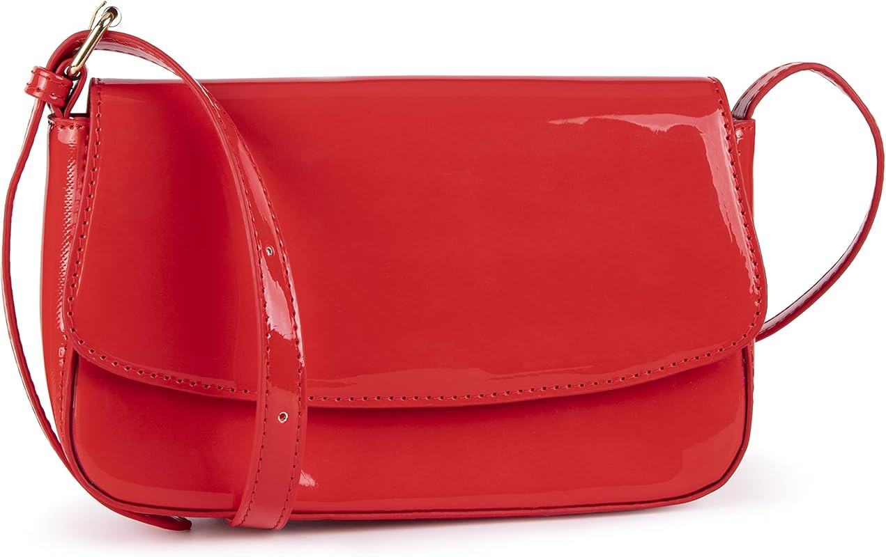 Olivia Miller Women Leila Faux Patent Leather Shoulder Bag w Adjustable Strap, Casual 90s Y2K Ret... | Amazon (US)