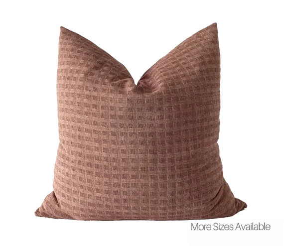 PETRA || Woven Gingham Pillow Cover | Dusty Rose | Boho Pillow | Modern Farmhouse | Country Rusti... | Etsy (US)
