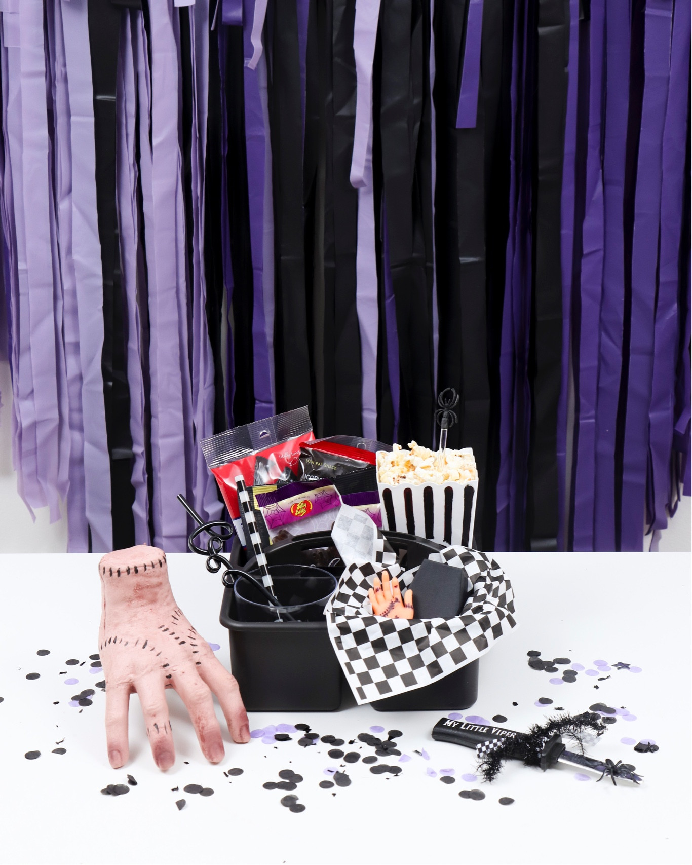 Wednesday Addams themed movie Snack Box 🖤🤍 🔪 This DIY Halloween Movie Snack Box is just what you need to binge watch the Wednesday Addams series on Netflix or watching any of the Addams family movies!
#halloweenmoviesnackbox #halloweenmovies #moviesnackbox #snackboxxideas #wednesdayaddams #wednesdayaddamsparty

#LTKHalloween #LTKSeasonal #LTKparties