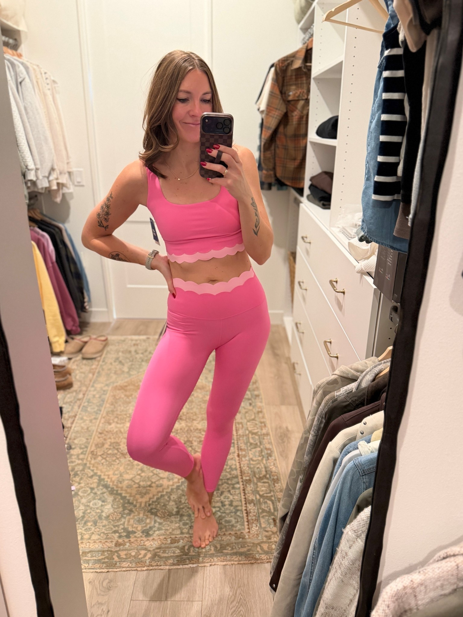 I scored the new pink scallop workout set from Target! The top is super comfy (wearing a S) but I’m not sold on the leggings. I feel like they will ride down during workouts  

#LTKActive #LTKfitnessgoals #LTKFindsUnder50
