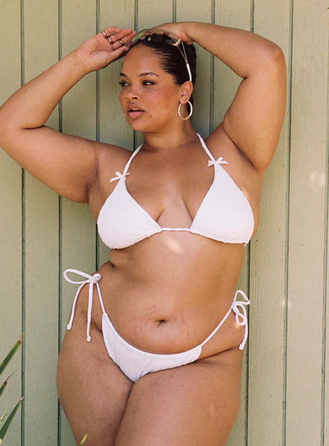 Jenner Triangle White Anglaise Bikini Top Curve | Princess Polly US