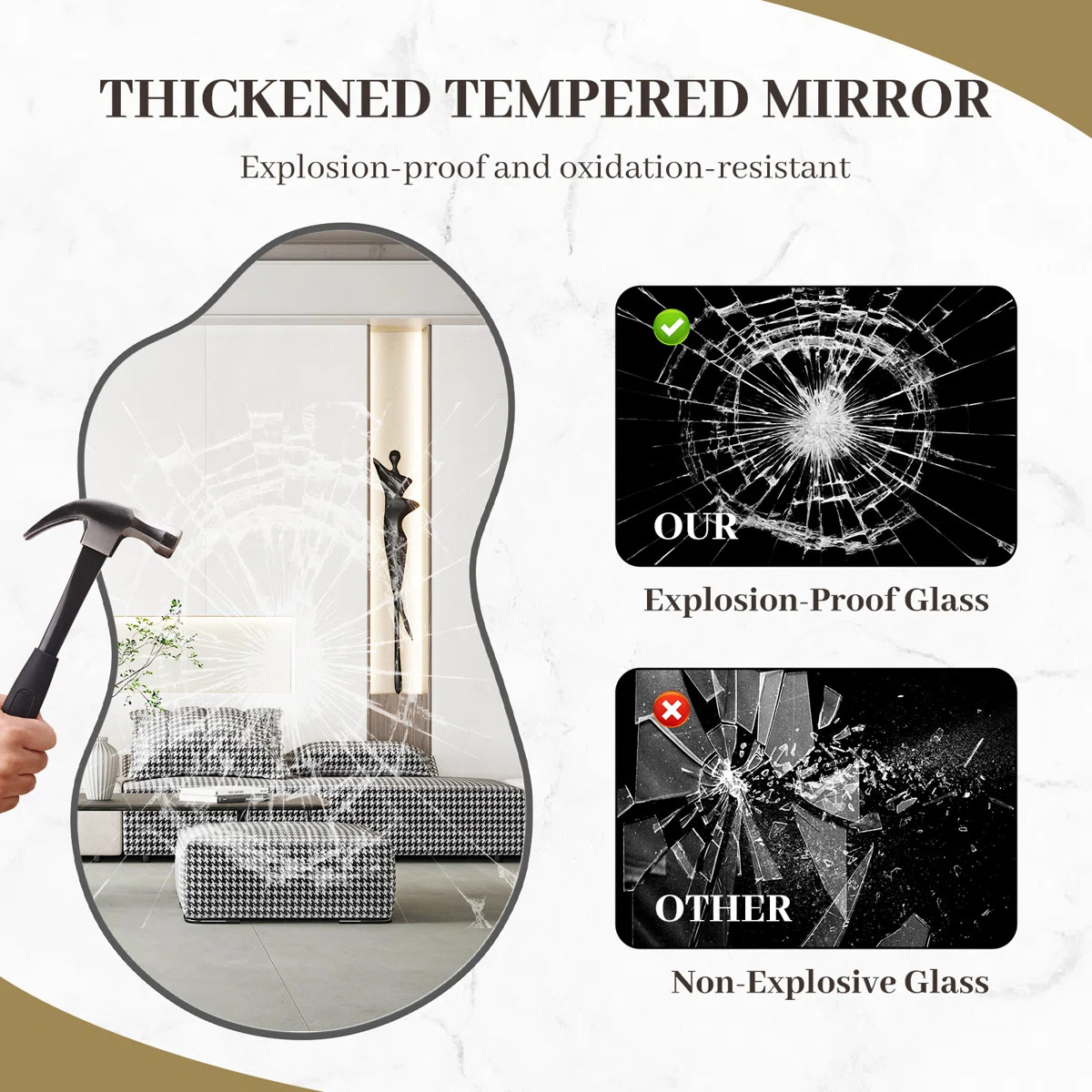 Irregular Asymmetrical Wall Mirror Modern Metal Frame Decorative Mirror | Wayfair North America