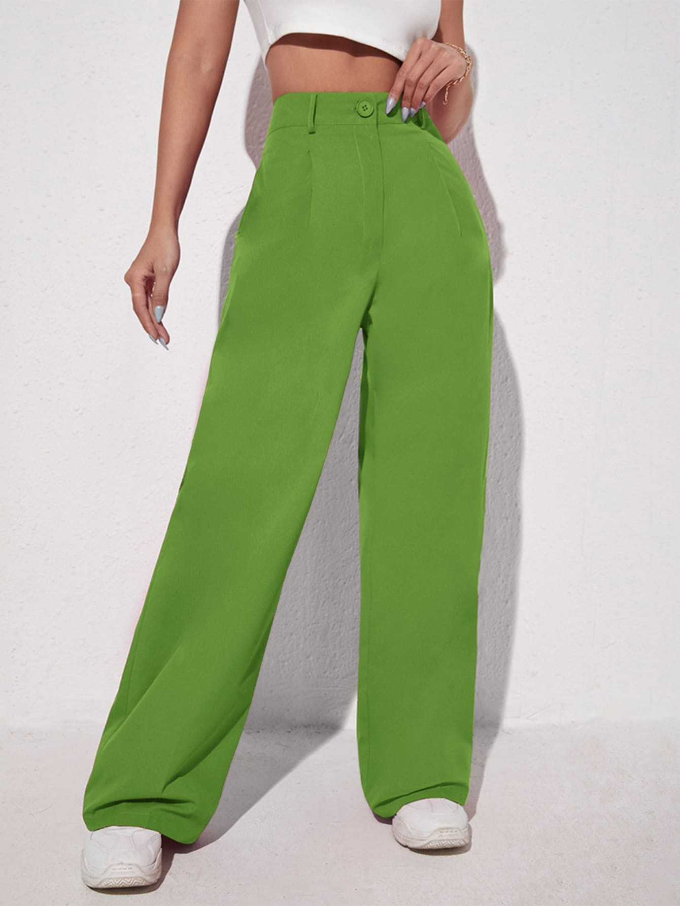 SHEIN EZwear Solid Wide Leg Pants | SHEIN
