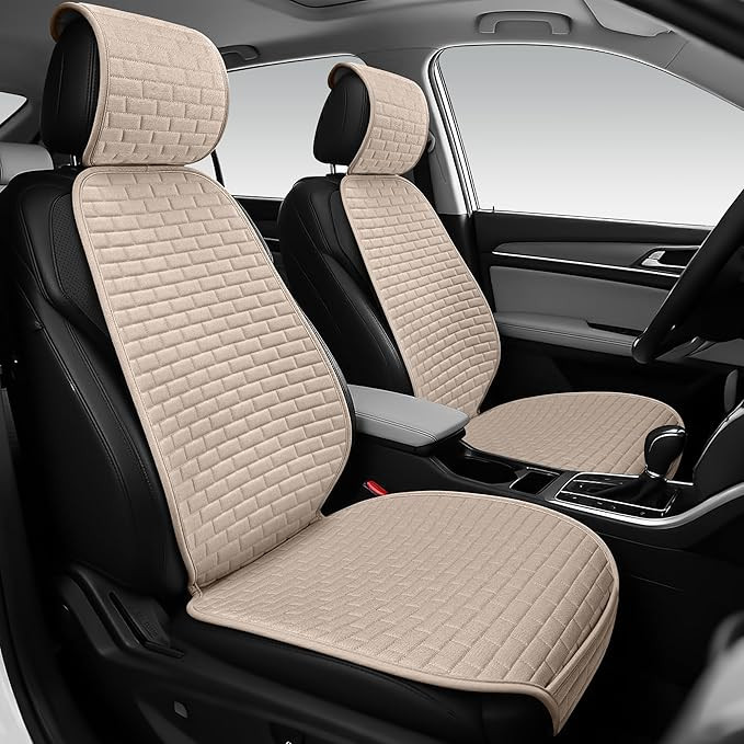 Linen Car Seat Covers Front Seat Covers - 2 PCS Durable & Non-Slip Breathable Cloth Fabric Car Se... | Amazon (US)