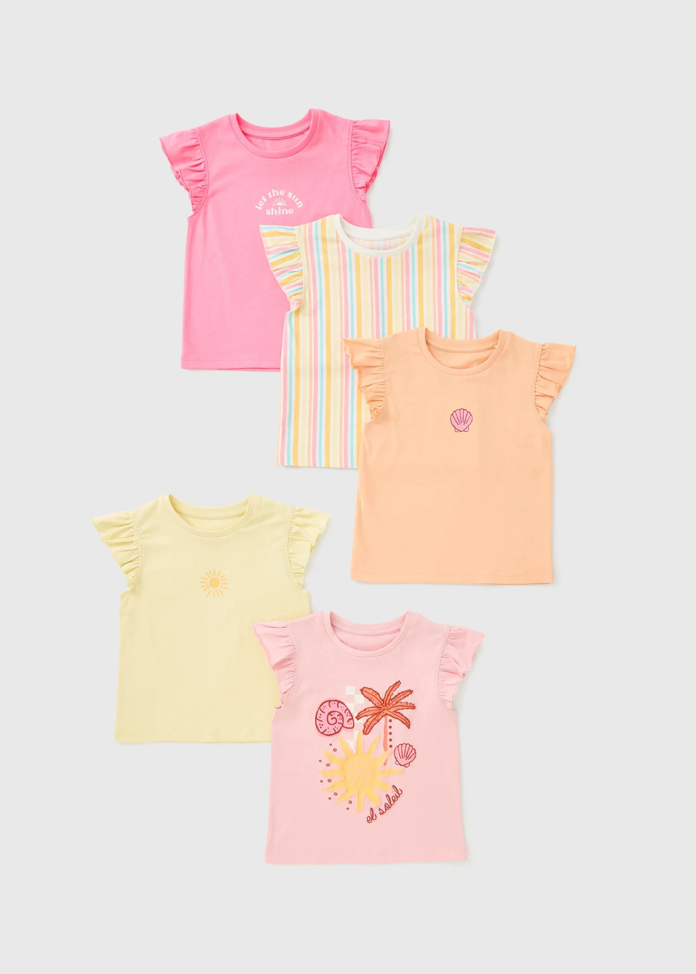 5 Pack Multicolour Coastal Frill Vests (1-7yrs) | Matalan (UK)