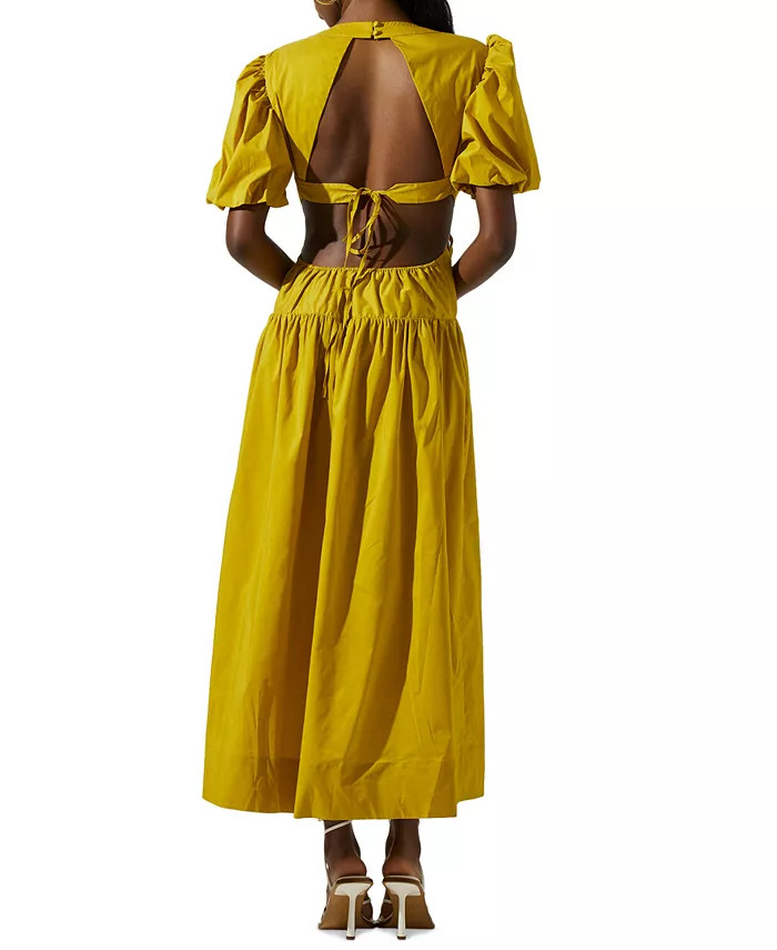 ASTR the Label Women's Shelby Printed Balloon-Sleeve Cutout Midi Dress - Macy's | Macys (US)