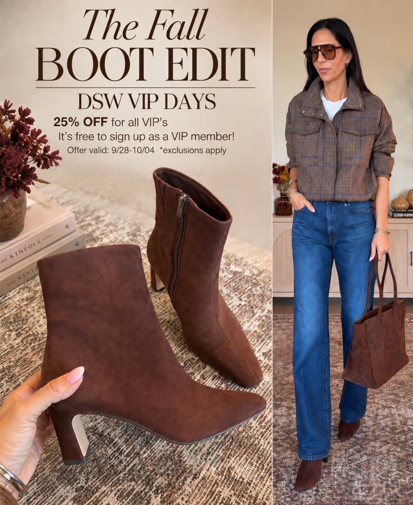 Chocolate suede boots are a fall closet STAPLE 🤎 This pair checks every box. The perfect color, perfect heel height + SO comfortable. Easy enough for work, date night or pretty much any fall event. And the price makes them even better!
DSW VIP Days
 25% Off for all VIP’s code: VIPBUDDY
 It’s free to sign up as a VIP member!
 Offer valid: 9/28–10/04
 *exclusions apply
@DSW  #MyDSW #ad @Shop.LTK #liketkit
