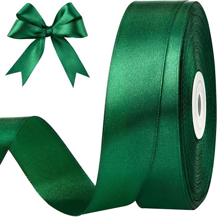 Dark Green Satin Ribbon, 1 Inch, 50 Yards | Amazon (US)