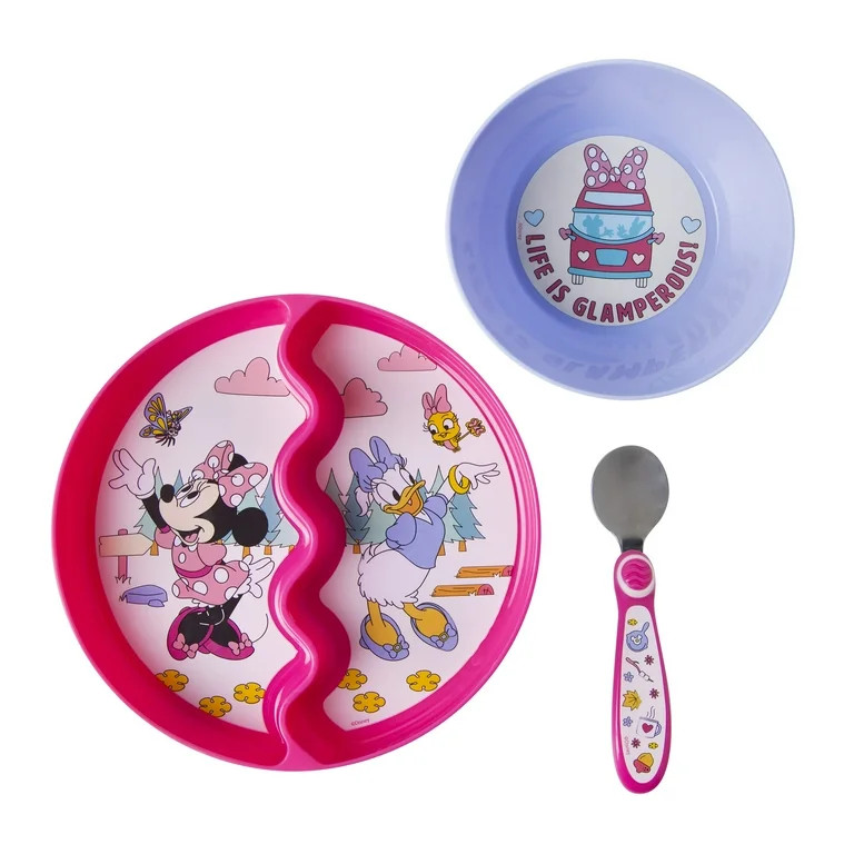 The First Years Disney Minnie Mouse Feeding Set - Divided Suction Plate, Bowl, and Spoon - Ages 9... | Walmart (US)