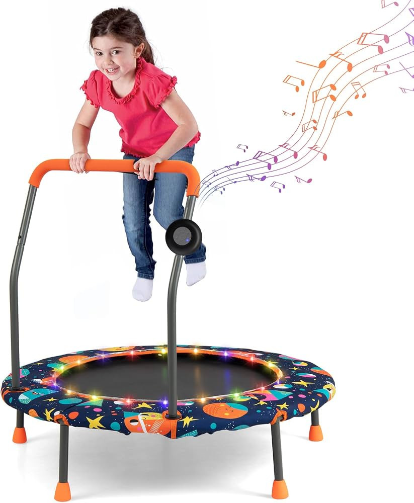 GYMAX Trampoline for Kids, 36” Toddler Trampoline with Lights n Music, Removable Blue Tooth Spe... | Amazon (US)