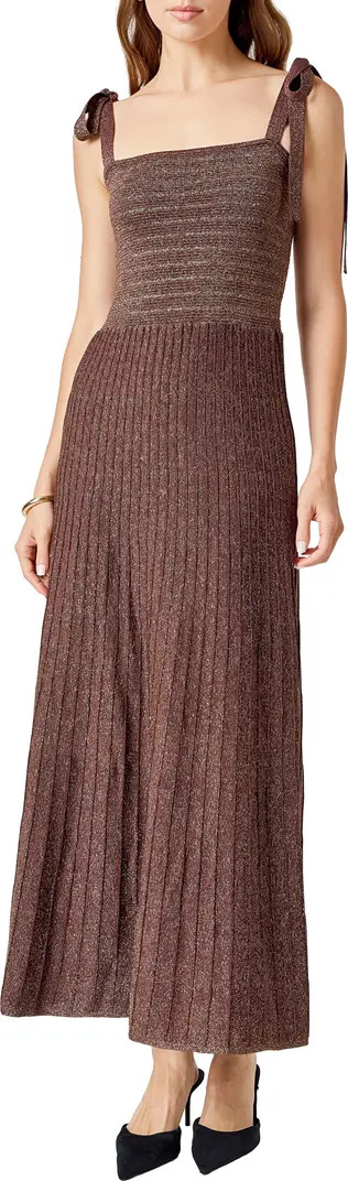 Tie Strap Metallic Maxi Sweater Dress | Nordstrom