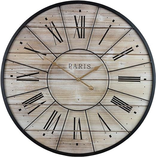 Sorbus Paris Oversized Wall Clock, Centurion Roman Numeral Hands, Parisian French Country Rustic ... | Amazon (US)