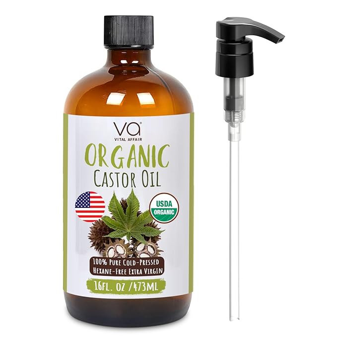 VITAL AFFAIR Castor Oil Organic Cold Pressed Unrefined Glass Bottle- USDA Certified Organic Casto... | Amazon (US)