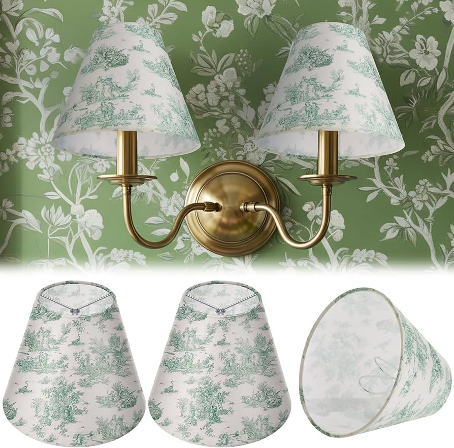 VIHOSE 2 Pcs Small Lamp Shade Sconce Lamp Shade 3 Top x 6'' Bottom x 5'' Slant French Countryside... | Amazon (US)