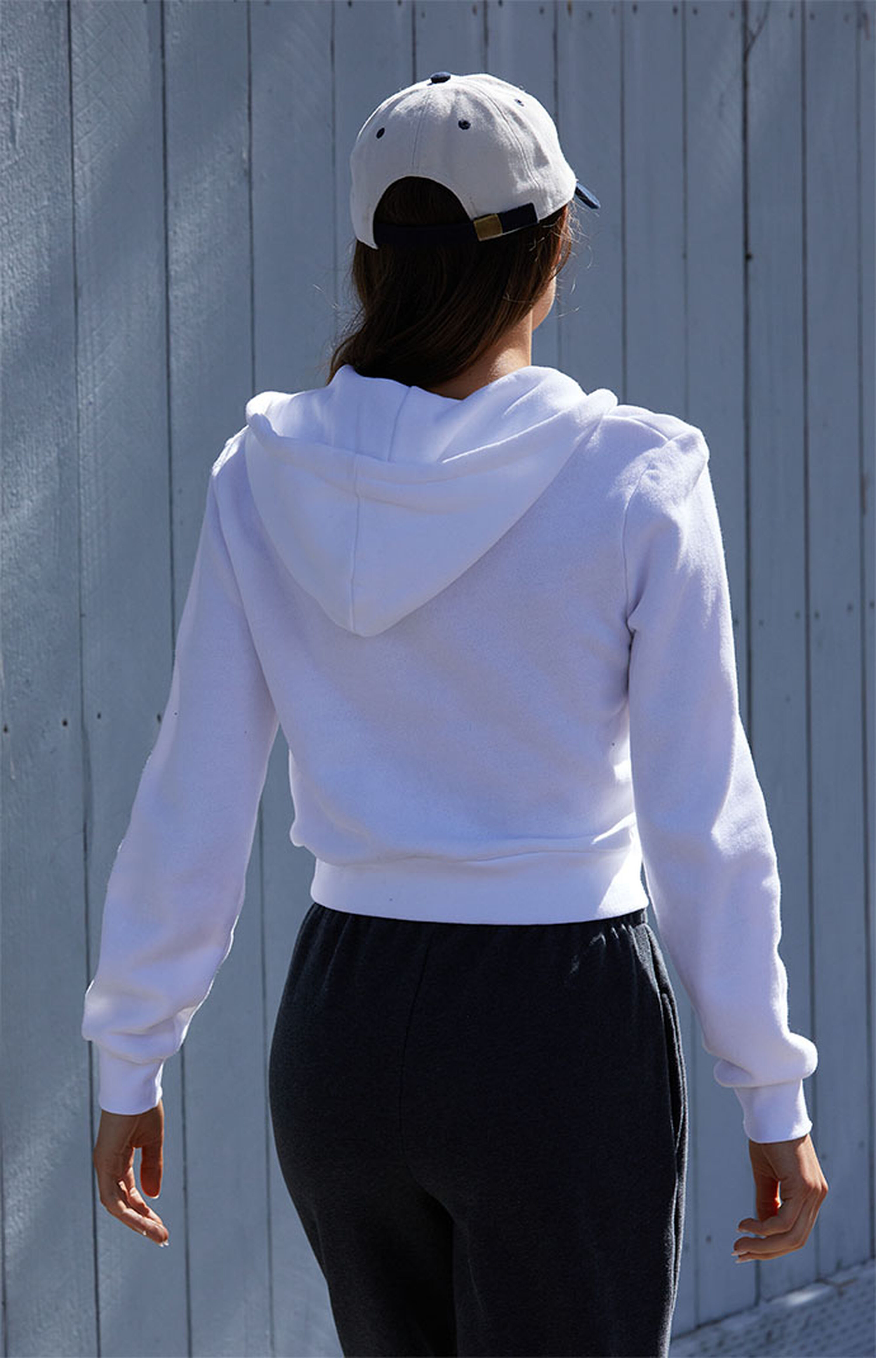 John Galt White Full Zip Cropped Hoodie | PacSun