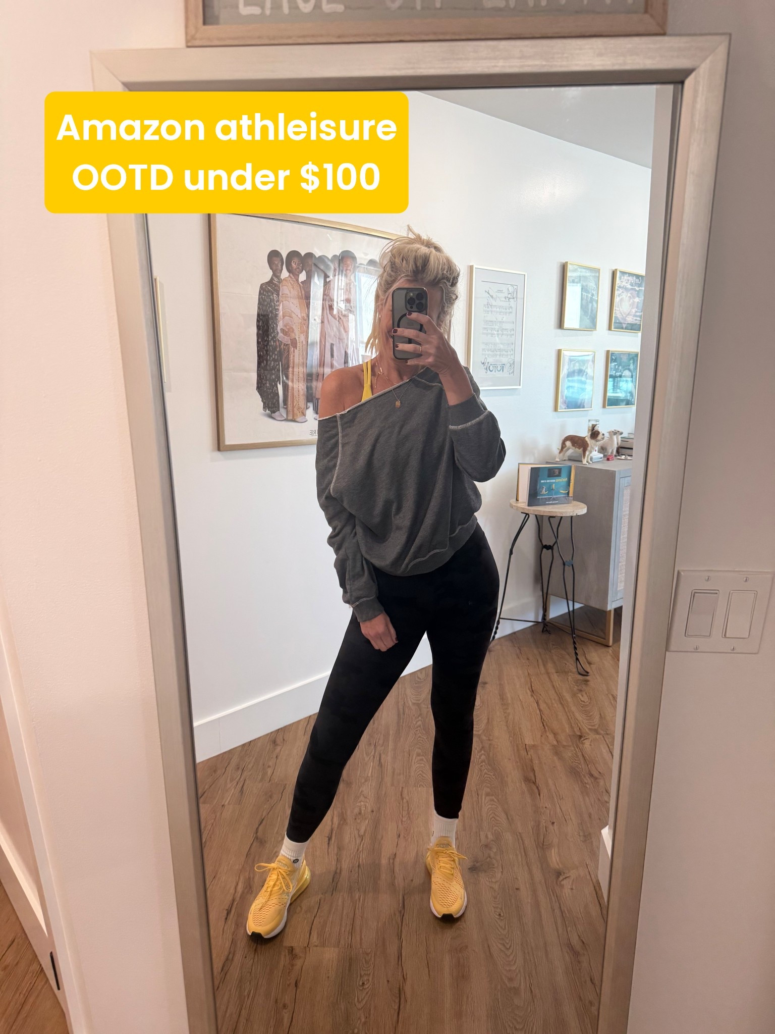 I love yellow and dark grey color combo and this at leisure look was so easy to pull together and it’s under $100 on Amazon (minus the Nikes:)

#LTKStyleTip #LTKActive #LTKFindsUnder100