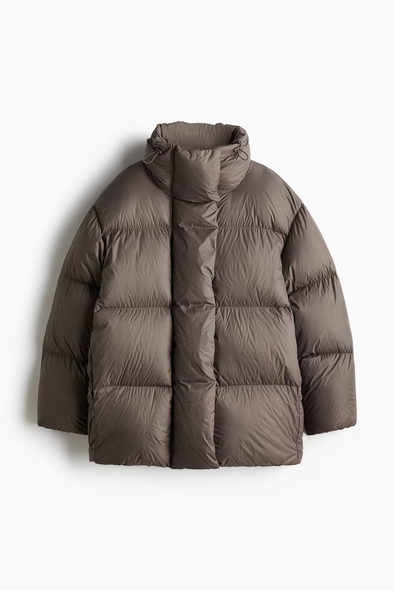 Oversized down puffer jacket - Dark greige - Ladies | H&M GB | H&M (UK, MY, IN, SG, PH, TW, HK)