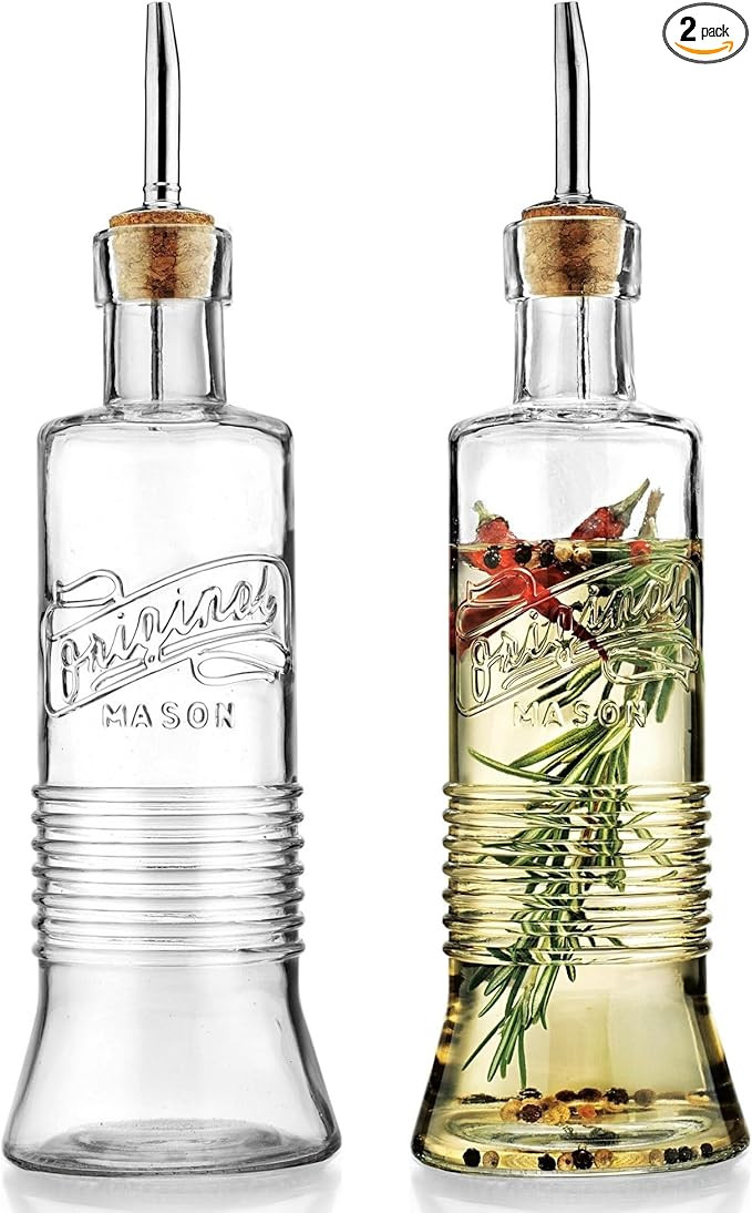 MosJos Oil and Vinegar Bottles 16.9oz - Authentic Mason Original Olive Oil Glass Bottle Set - Str... | Amazon (US)