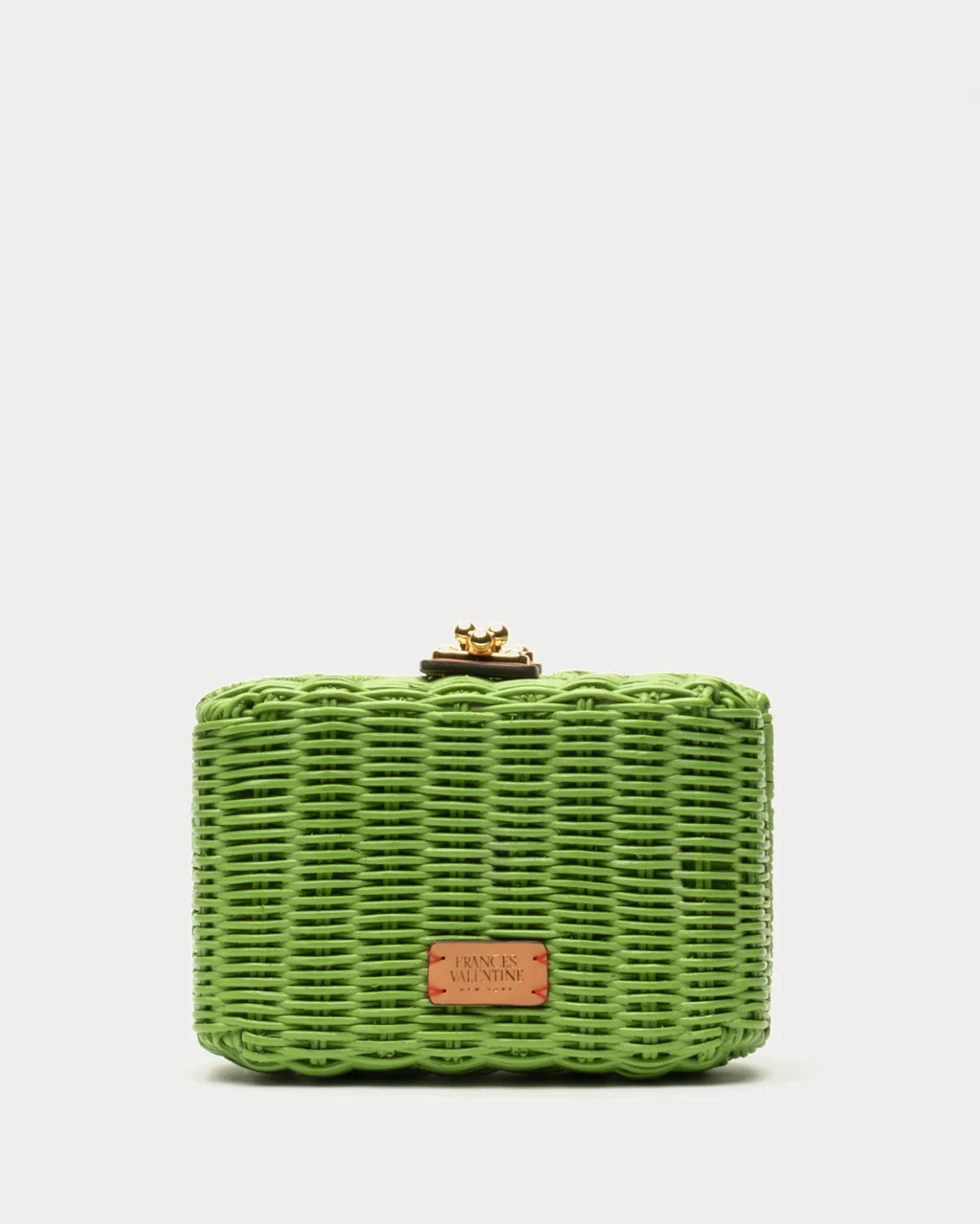Paige Wicker Box Clutch Lime Green | Frances Valentine