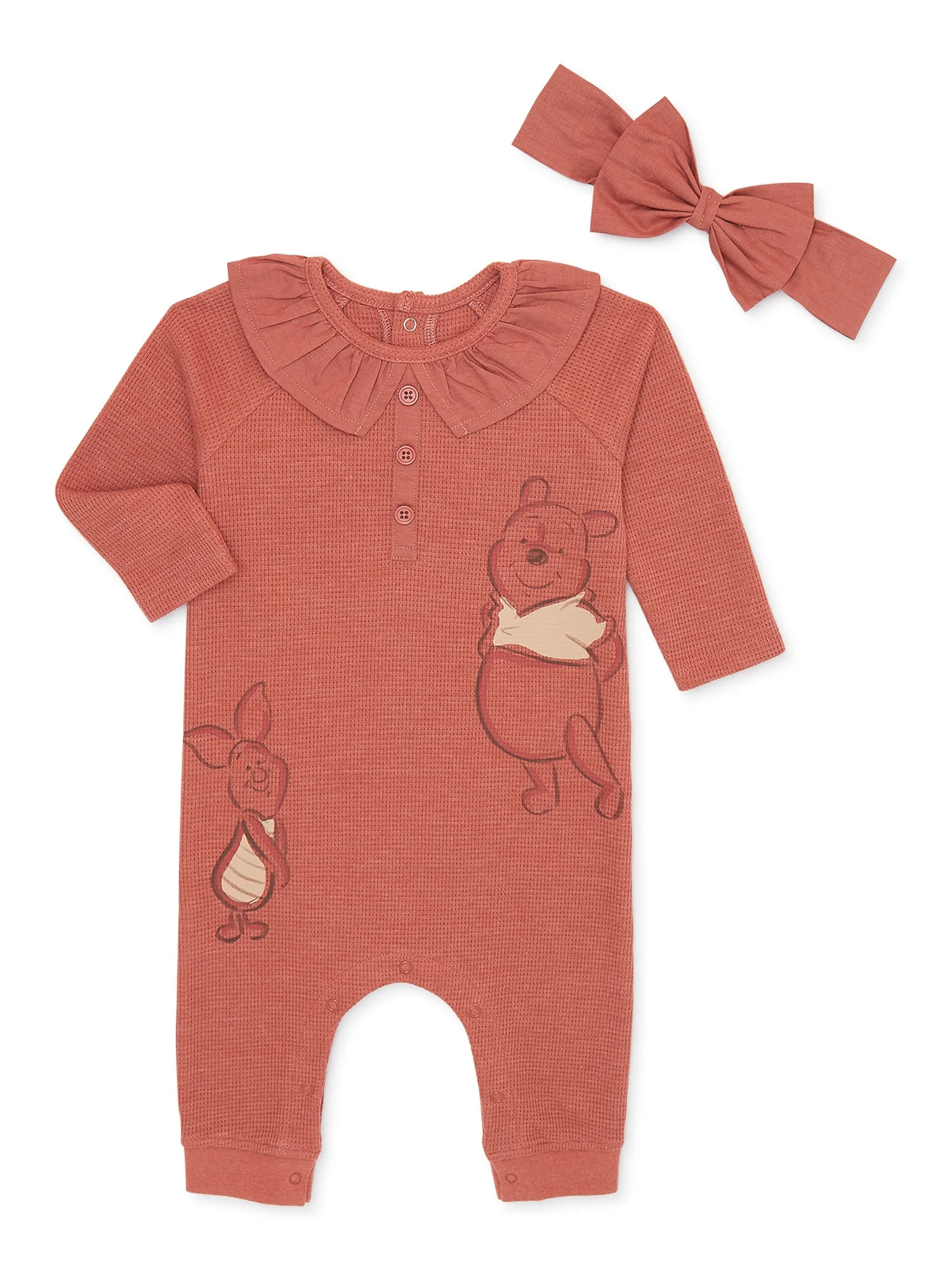 Winnie The Pooh Baby Girl Romper and Headband Set, 2-Piece, Sizes 0/3M-24M | Walmart (US)