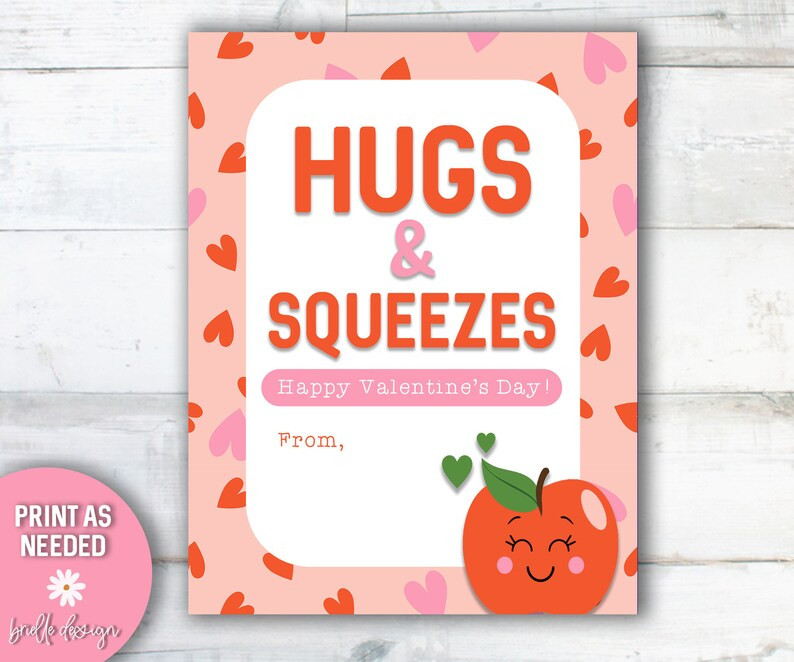 Hugs and Squeezes, Valentine Printable, Valentines Tag, Class Treat, Preschool, Classroom, Squeez... | Etsy (US)