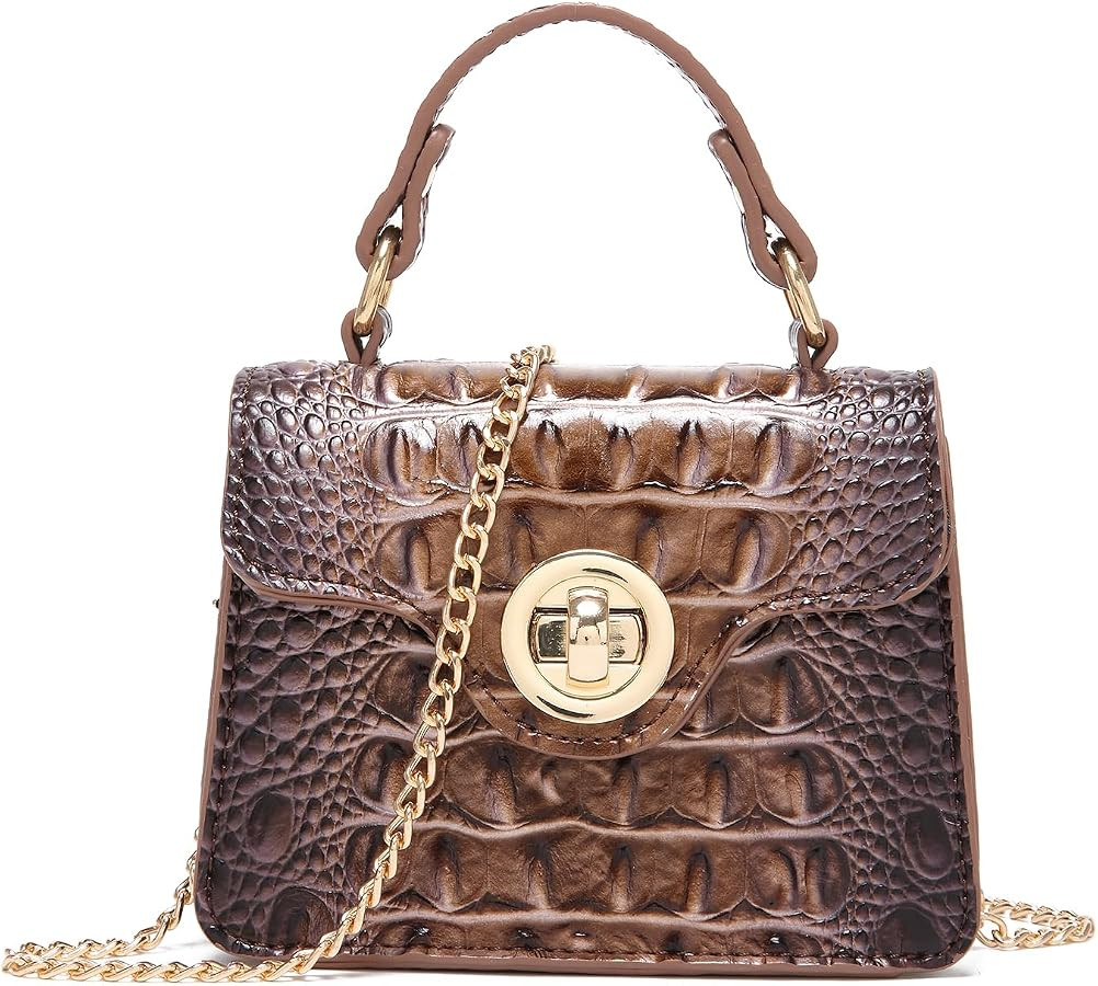 Chic Women Crocodile Leather bags Mini Top-Handle Clutch Compact Evening Bag Stylish Accessory fo... | Amazon (US)