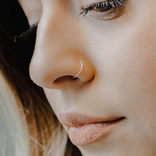 Ultra Thin Micro 14K Yellow Gold Filled 24 Gauge 6mm to 7mm Nose Ring Hoop 24g | Amazon (US)