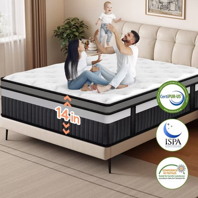 14" King Mattress, Memory Foam Hybrid Mattress - Medium Firm Gel Infused, Cooling & Breathable, Pressure Relief, Motion Isolation | Target