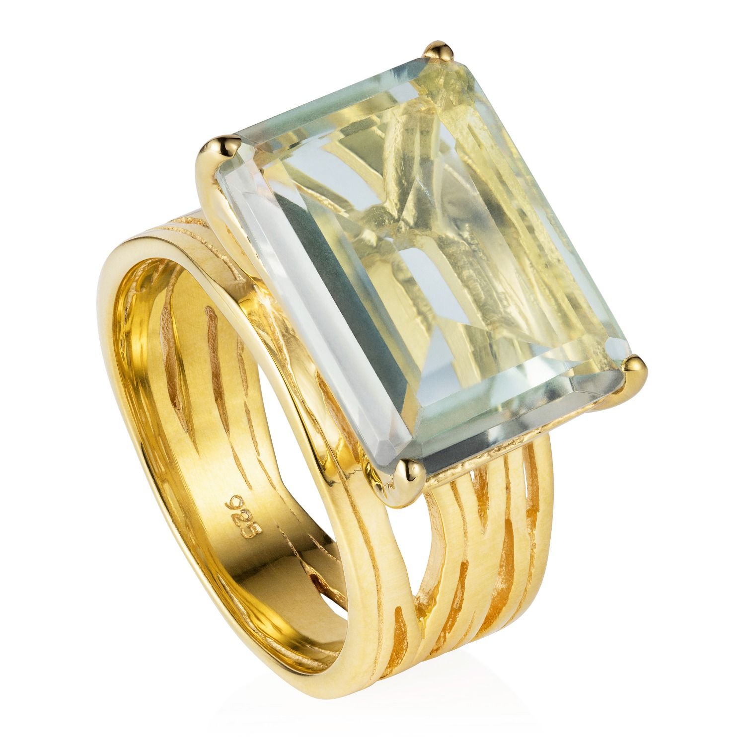 Green Amethyst Gemstone Gold Vermeil Cocktail Ring Pietra | Wolf & Badger (US)